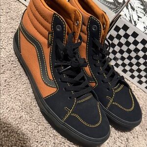 Vans Men's High-Top Sneakers in Black and Orange